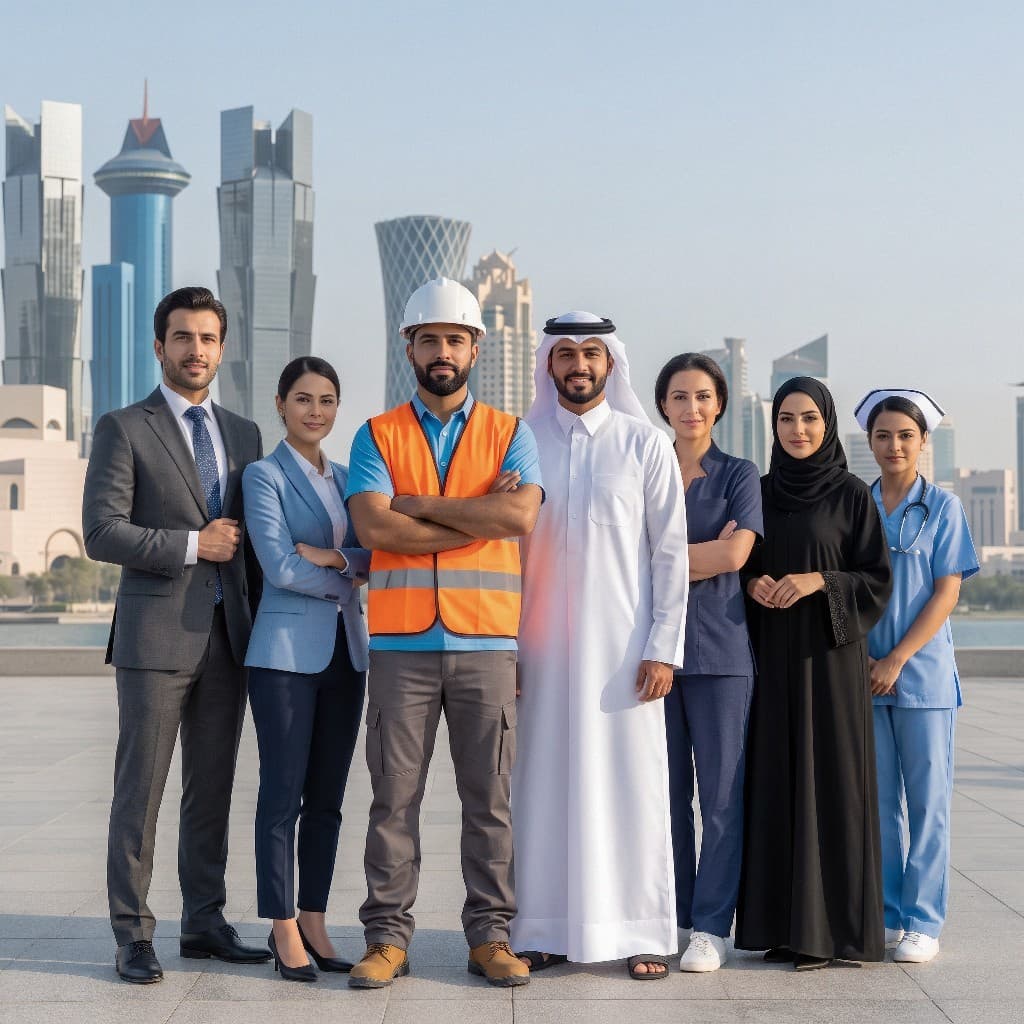 Diverse Qatar professionals representing career pathways across industries