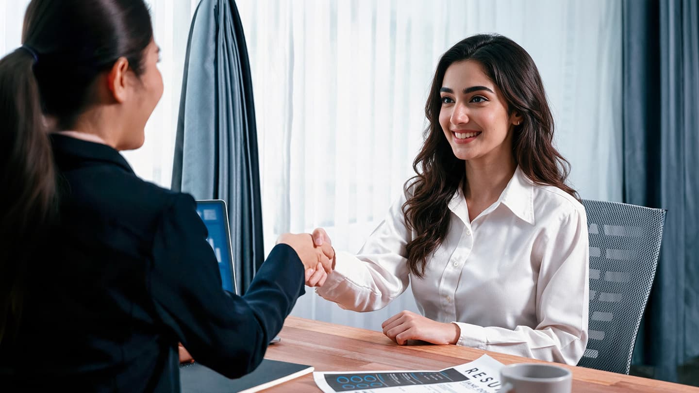 Recruitment discussion between a hiring manager and a candidate