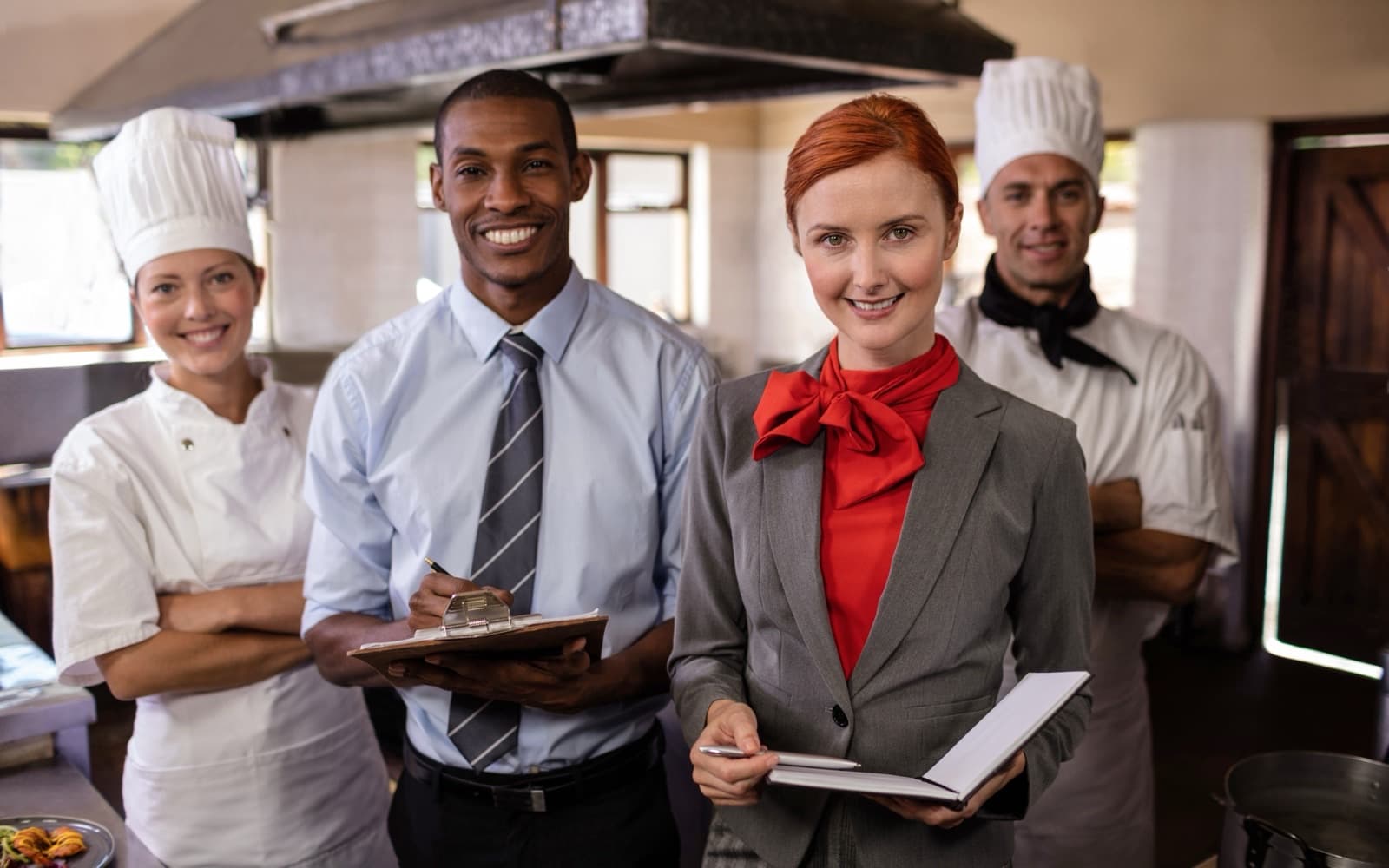 Hospitality food and beverage team in a professional kitchen